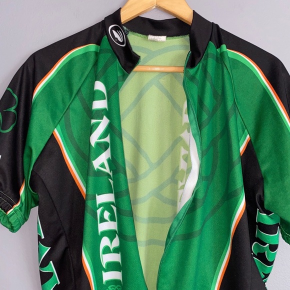 Men's Lg IRELAND Eire Performance Bicycle 2/3 Zip Cycling Jersey Back Pockets - Picture 4 of 13